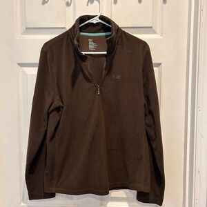 GAP Women Large Brown Fleece Pullover Sweater Long Sleeve Quarter Zip Athleisure